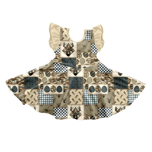 Easter bunny print girls short sleeve dress preorder
