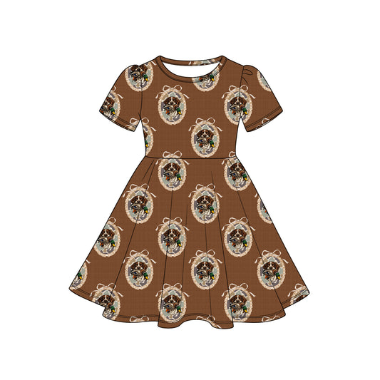Dog duck print girls short sleeve dress preorder