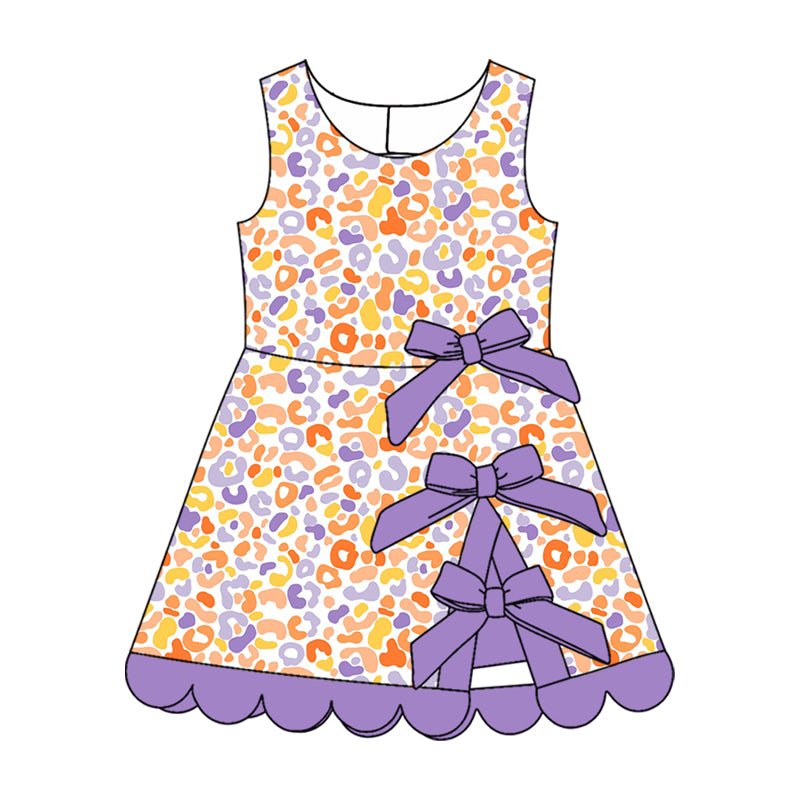 Leopard bow design girls sleeveless yoga dress preorder