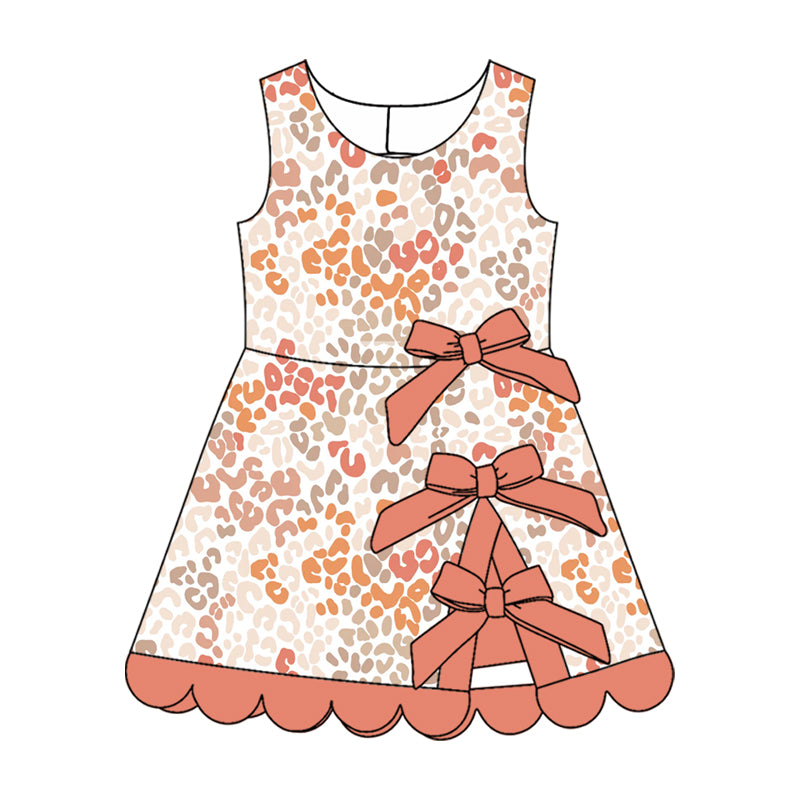 Leopard bow design girls sleeveless yoga dress preorder
