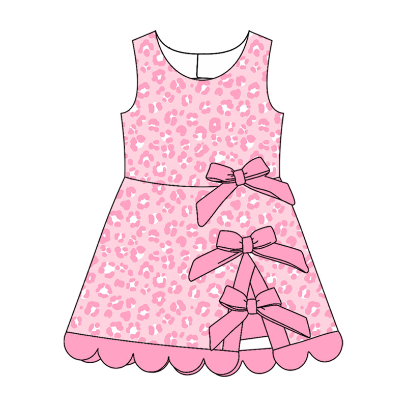 Leopard bow design girls sleeveless yoga dress preorder