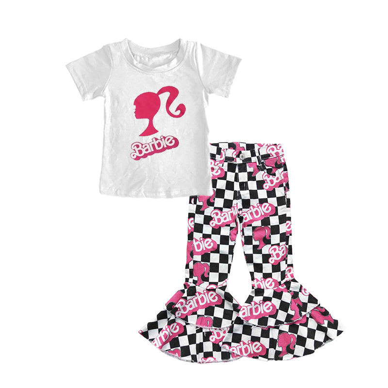 pink doll short sleeve t-shirt jeans bell bottoms clothes set preorder