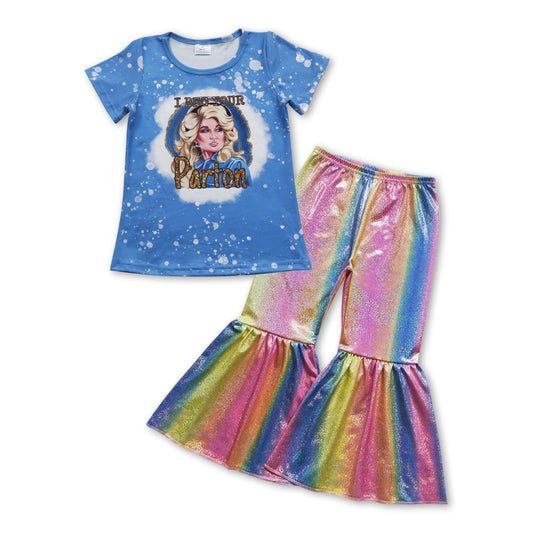 baby girls short sleeve doll top disco pants clothing set