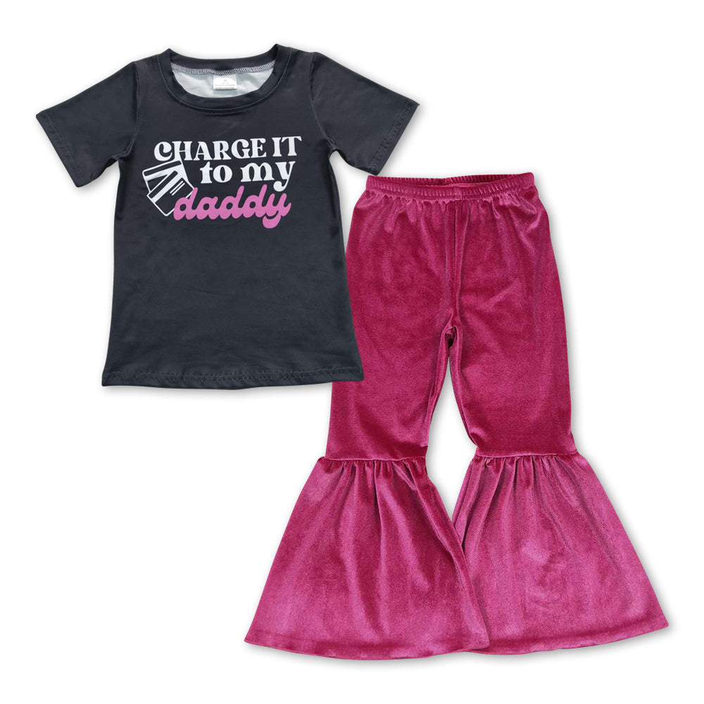 Charge it to my daddy top hot pink velvet pants outfit