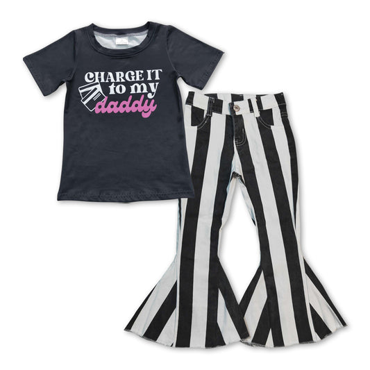 Charge it to my daddy top black stripes jeans pants outfit