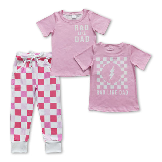 red  like daddy top checkered pants outfit