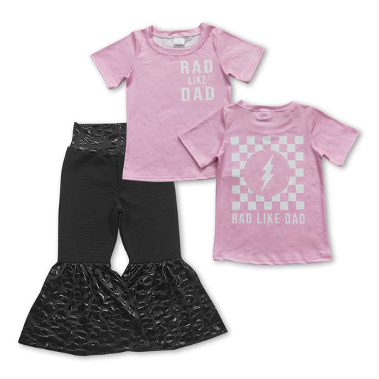 red  like daddy top black flare pants outfit