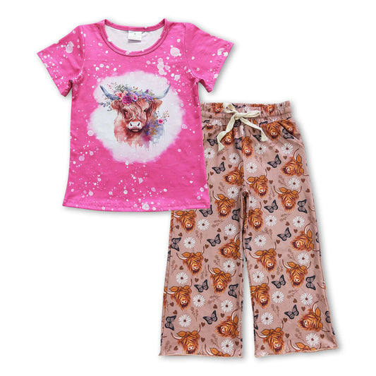 baby girls highland cow top matching pants outfit