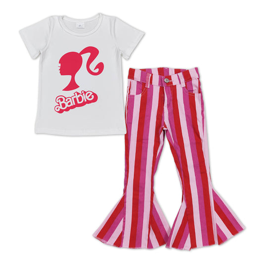 Pink doll  top matching jeans bell bottoms Valentines day outfit