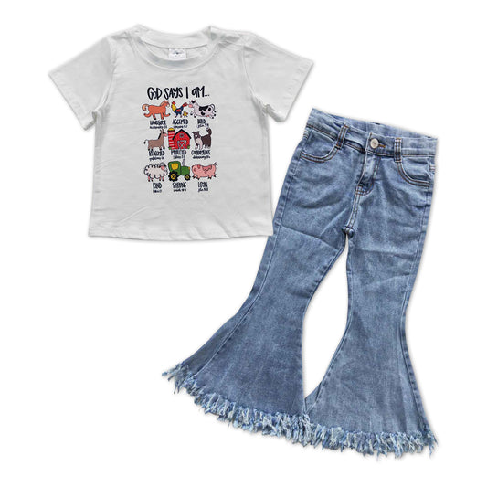 farm animal top matching jeans bell bottoms outfit