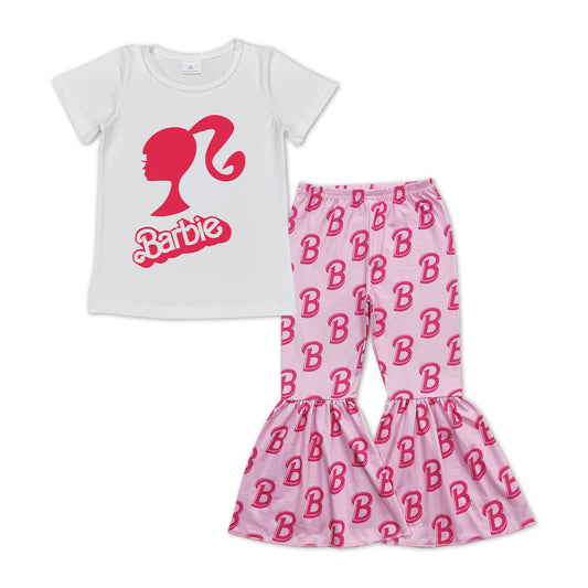 pink doll white top matching bell bottoms outfit