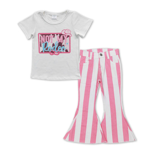 cowgirls not my rodeo top pink stripes jeans bell bottoms outfit