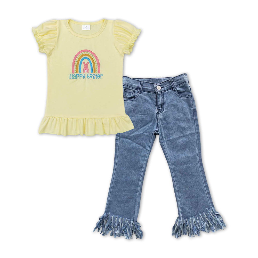 Happy Easter top tassel jeans pants outfit