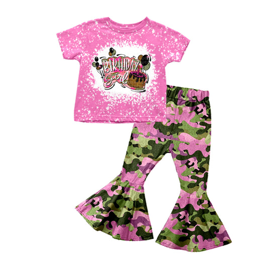 birthday girl pink top camo bell bottoms outfit preorder