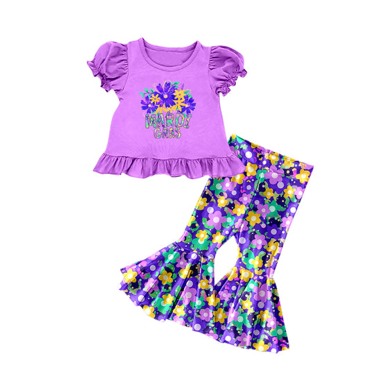 Mardi Gras purple floral boutique clothing set preorder