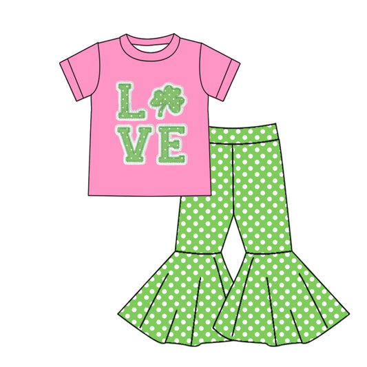 Saint Patrick's Day love clover bell bottoms outfit preorder