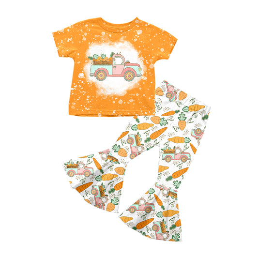 Easter truck carrot egg baby girls clothing set