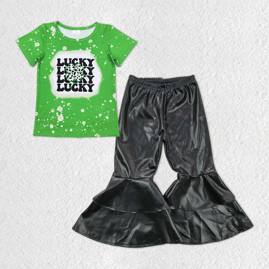 Saint Patrick's Day lucky shirt black pu leather pants outfit