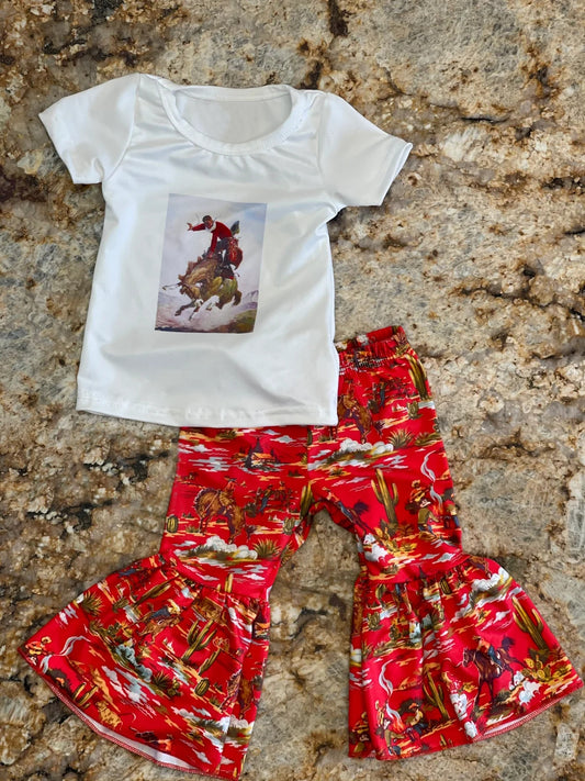 western cowgirl shirt red bell bottoms outfit preorder