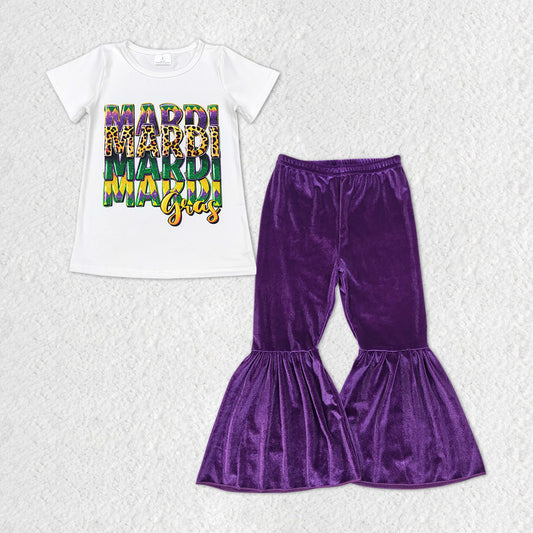 Mardi Gras Shirt Purple Velvet Bell Bottoms Outfit