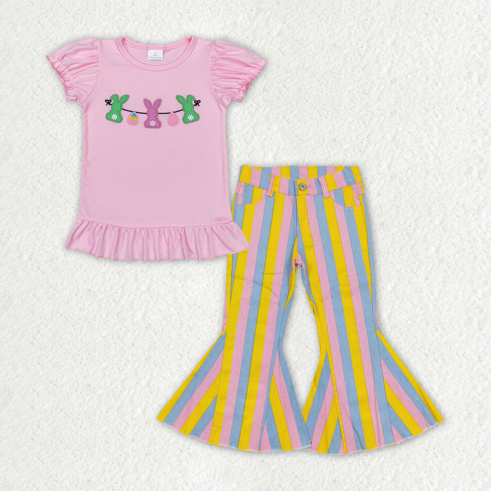 Easter bunny shirt stripes jeans bell bottoms outfit