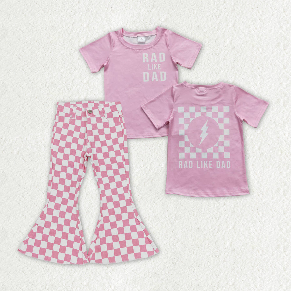 Rad like my daddy top pink checkered jeans pants outfit