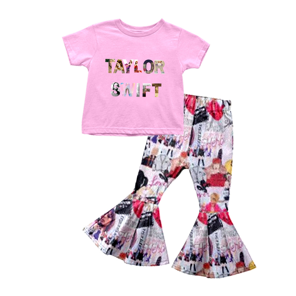 Country music singer pink shirt matching bell bottoms outfit preorder