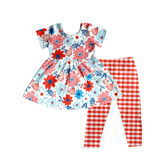 toddle girls flower design 2pcs july 4th outfit preorder