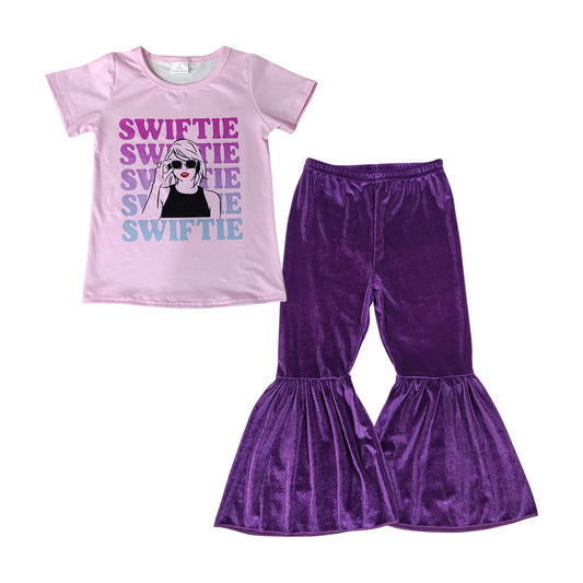 country music singer Shirt Purple Velvet Bell Bottoms Outfit preorder