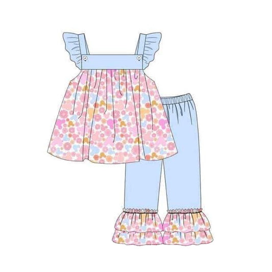 baby girl short sleeve cartoon cheetah top matching pants outfit preorder