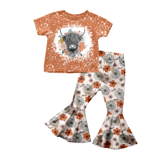 highland cow floral bell bottoms outfit preorder