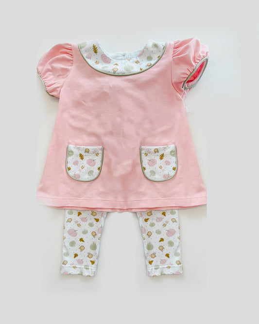pink pumpkin floral print baby girls outfit preorder