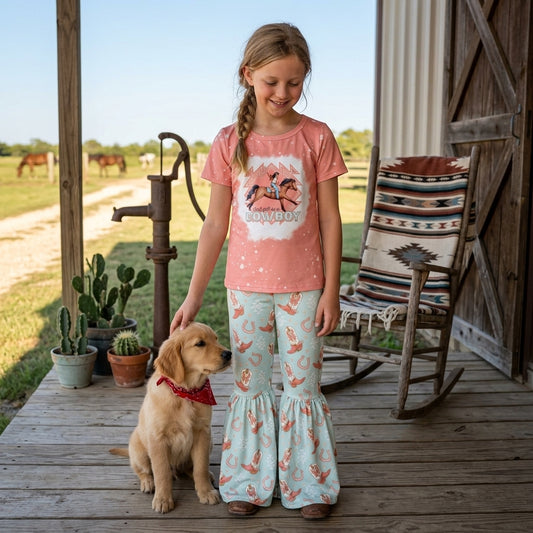 baby girls cowboy western bell bottoms outfit