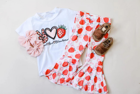 peace love strawberry bell bottom clothes preorder