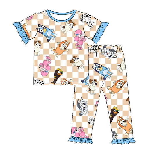 baby girl short sleeve blue cartoon dog outfit preorder