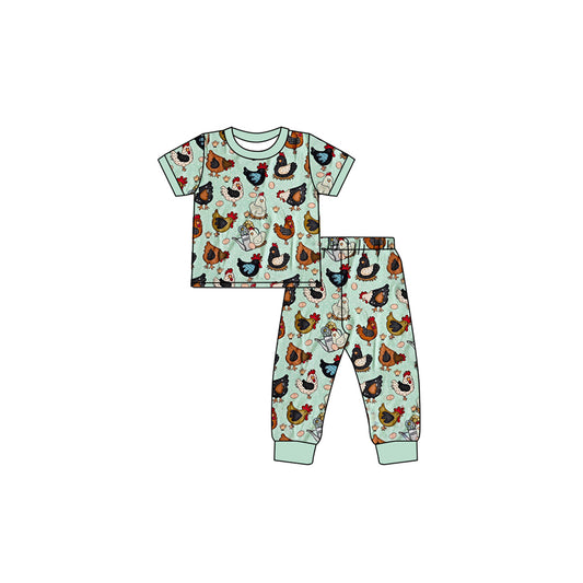 baby girl short sleeve farm chicken outfit preorder