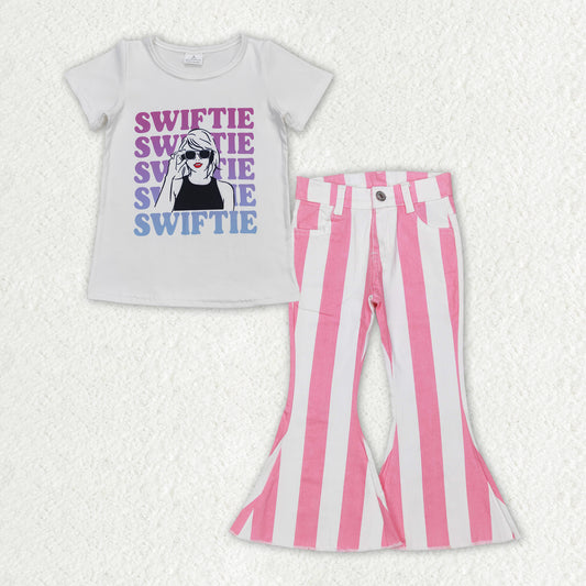 swiftie shirt pink stripes jeans pants outfit baby clothes