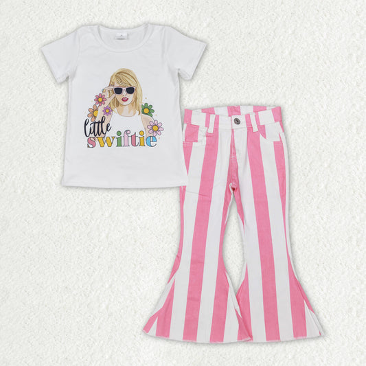 girls swiftie shirt pink stripes jeans pants outfit baby outfit