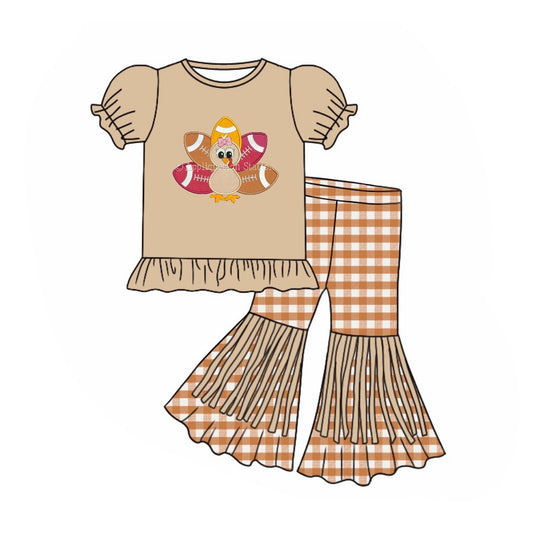 baby girl short sleeve thanksgiving turkey outfit preorder