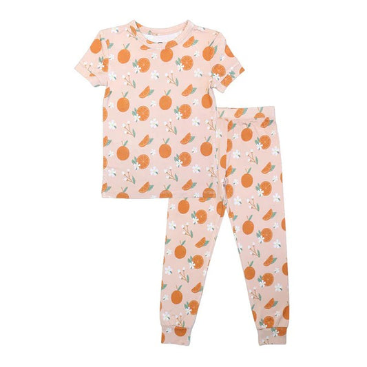 baby girl short sleeve peach floral matching clothing set preorder