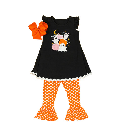 baby girl Halloween pumpkin ghost tunic top matching dots pants boutique fall winter clothes preorder