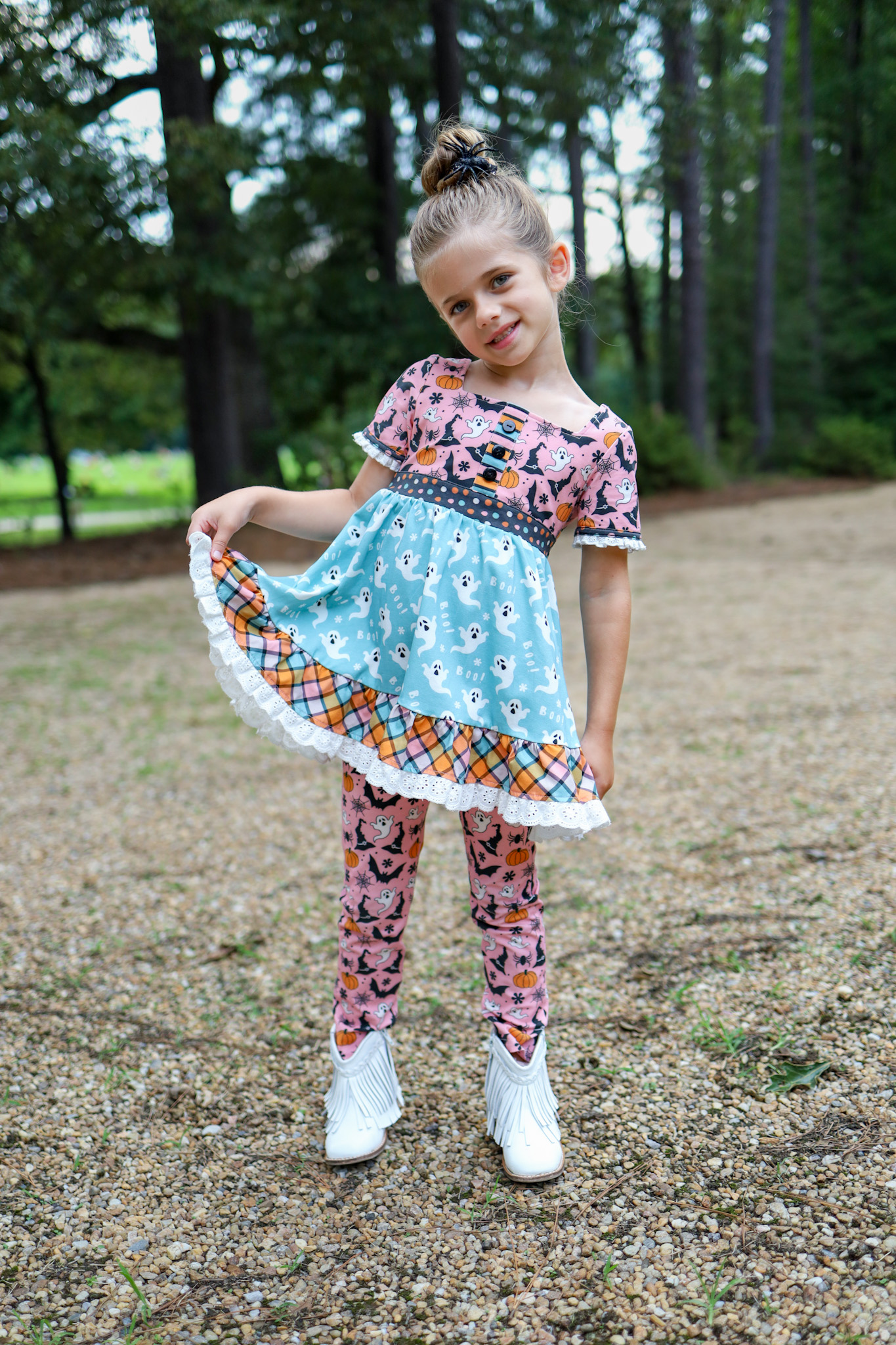Halloween ghost pumpkin tunic top matching pants boutique fall winter clothes preorder