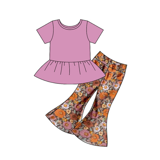 baby girl wholesale boutique floral  bell bottoms outfit preorder
