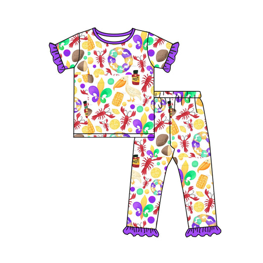 Baby girl Mardi Gras crawfish corn clothes preorder