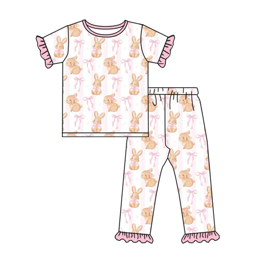 Easter bunny pink bow toddle girls clothes preorder