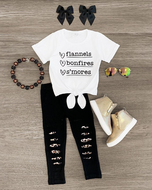 Baby girls letter print top cheetah leggings clothes preorder