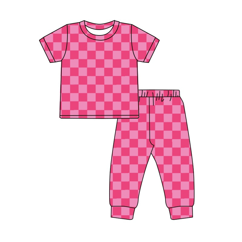 Valentines day pink checkered matchinig leggings girls clothes preorder