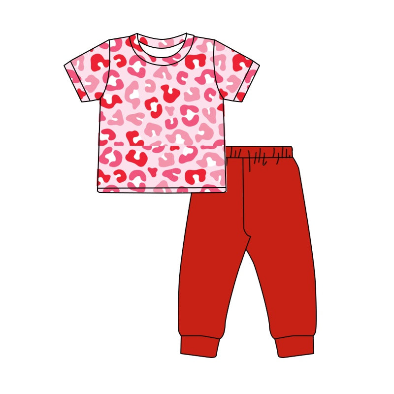 Valentines day pink cheetah top matchinig leggings girls clothes preorder