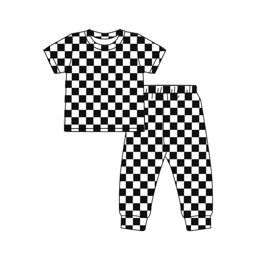 Baby girls black checkered short sleeve clothes preorder