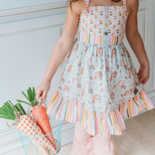 Happy Easter bunny design baby girls outfit preorder